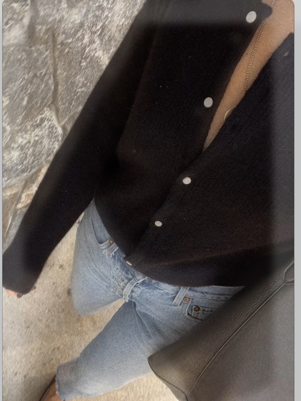 Sezane Gaspard Black Button-Front Women's Sweater Cardigan - Picture 5 of 13